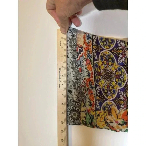 Anthropology Saachi Floral Print Long Open Front Ruana Orange Multicolor - Picture 9 of 10